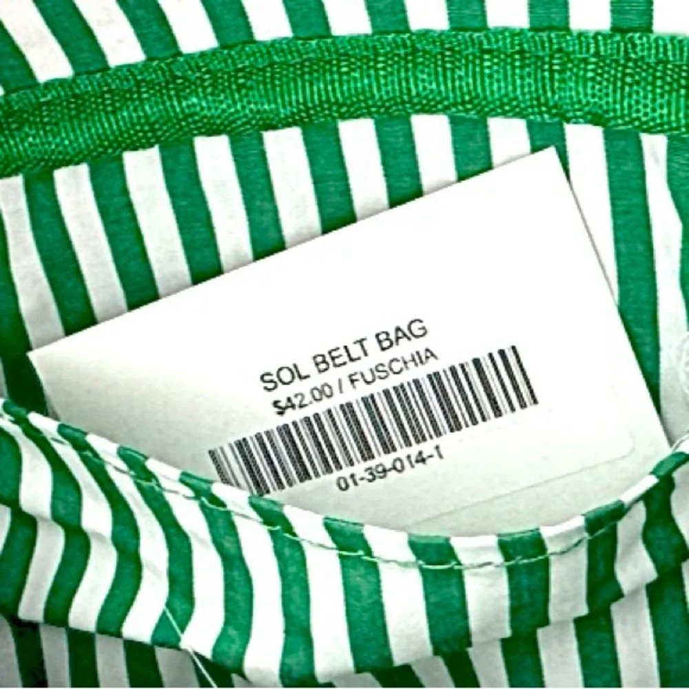 Pink and Green Stripe Shiraleah Belt Bag - Handbag Travel Bag Compact Belted Bag